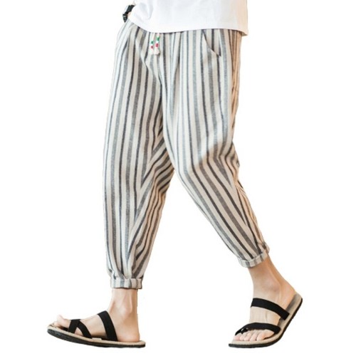 mens striped cropped trousers